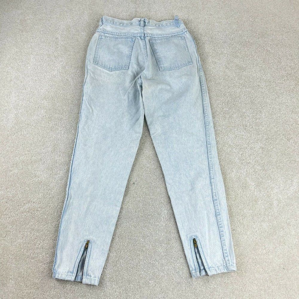 Vtg 80s Stefano Jeans Womens 8 Acid WashTapered Leg High Rise Zipper Cuff* - Picture 3 of 10